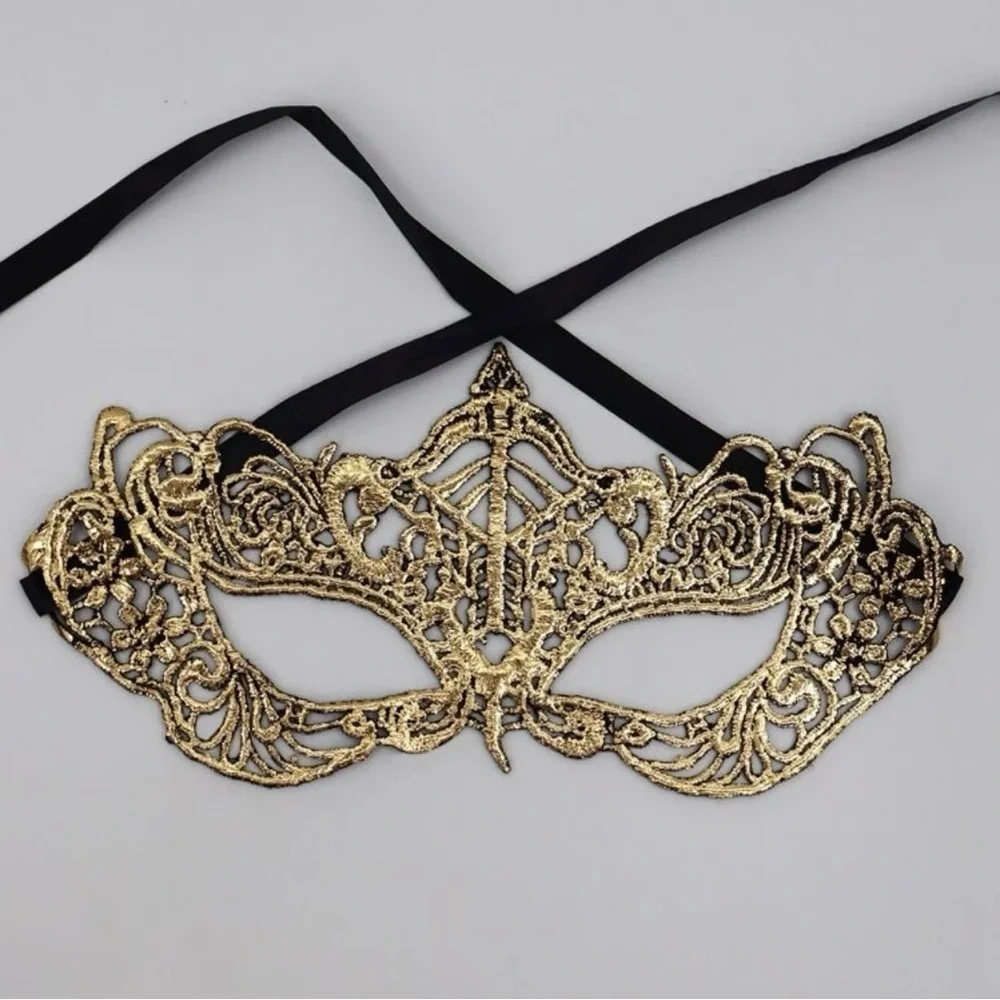 Elegant Gold Lace Masquerade Mask - Perfect for Enchanting Evenings! New!